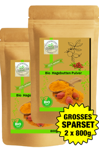 Bio Hagenbutten Pulver gemahlen 2x800g| Hagebuttenpulver| fein gemahlen| 100% Bio
