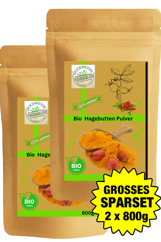 Bio Hagenbutten Pulver gemahlen 2x800g| Hagebuttenpulver| fein gemahlen| 100% Bio