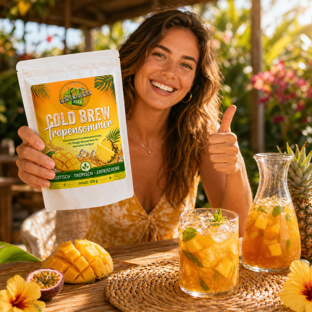 Cold Brew Tee Tropensommer| Mango Ananas Grüntee 100g| loser Grüntee