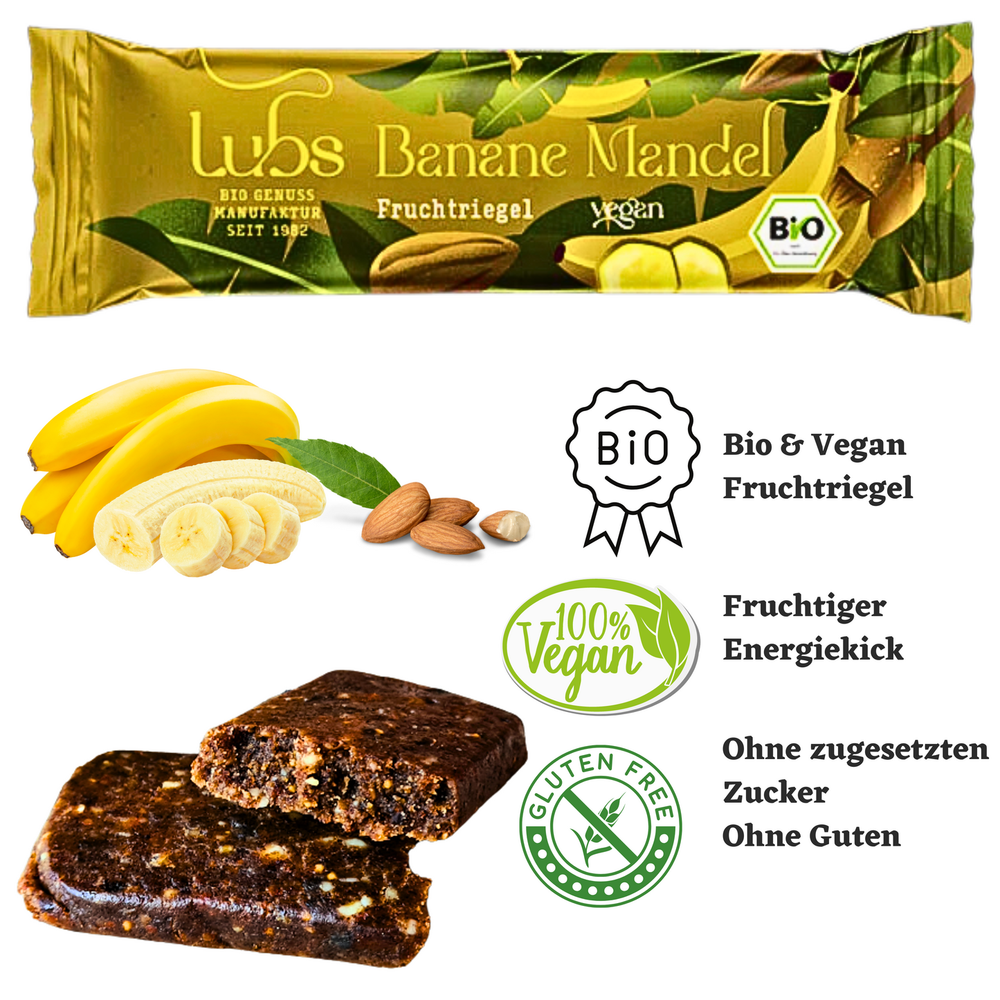 Lubs Bio& Vegan Fruchtriegel Banane & Mandel