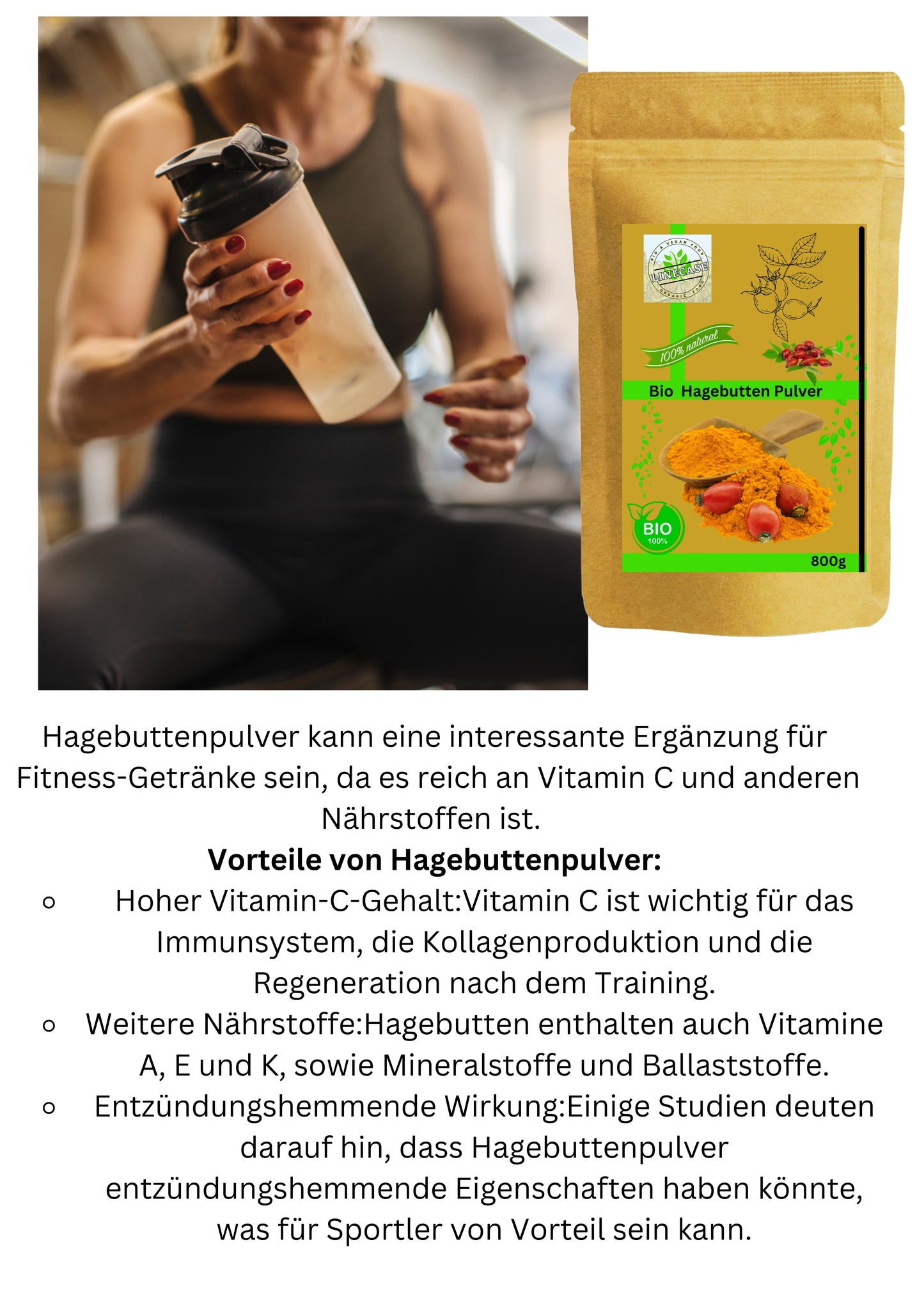 Bio Hagenbutten Pulver gemahlen| 100% Bio Qualität| Vitamin C Pulver