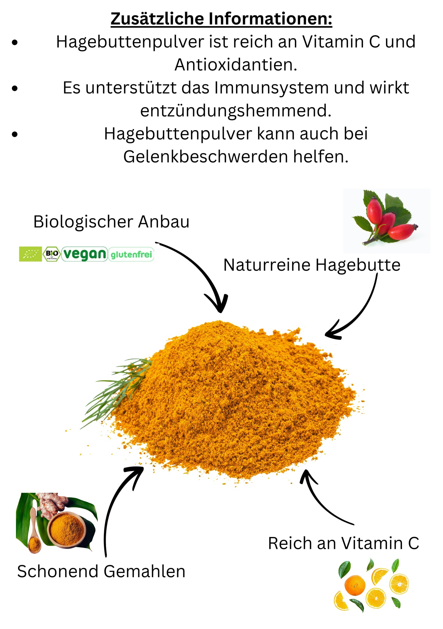 Bio Hagenbutten Pulver gemahlen| 100% Bio Qualität| Vitamin C Pulver