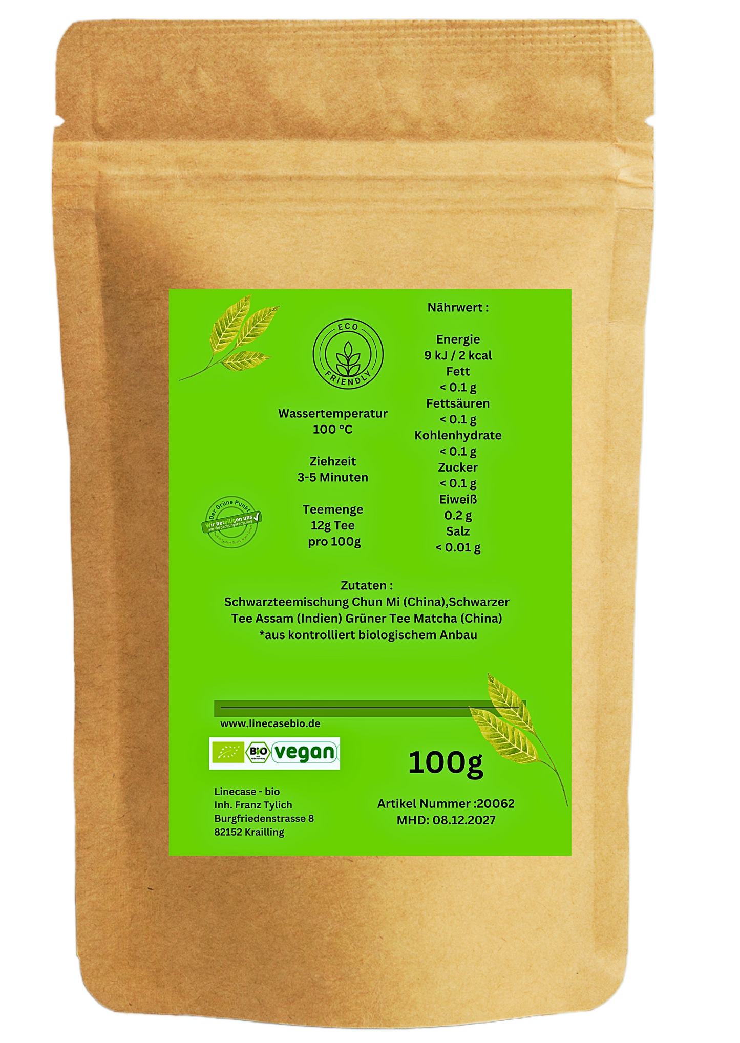 Linecase Black Matcha | Schwarztee mit Matcha 100g
