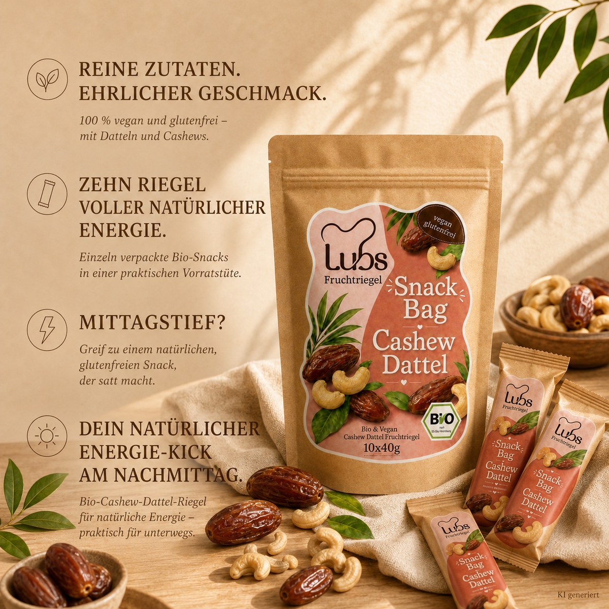 Lubs Bio & Vegan Rohkostriegel Cashwew Dattel