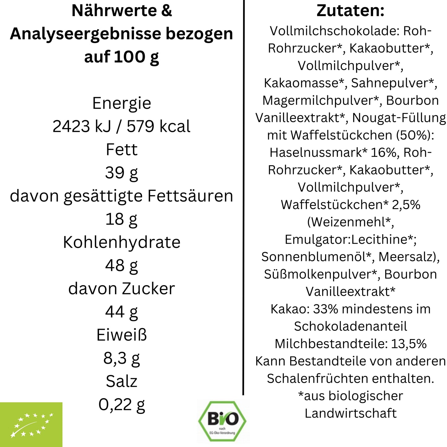 Vivani - Wafer Pralinè Schokoladenriegel 40g