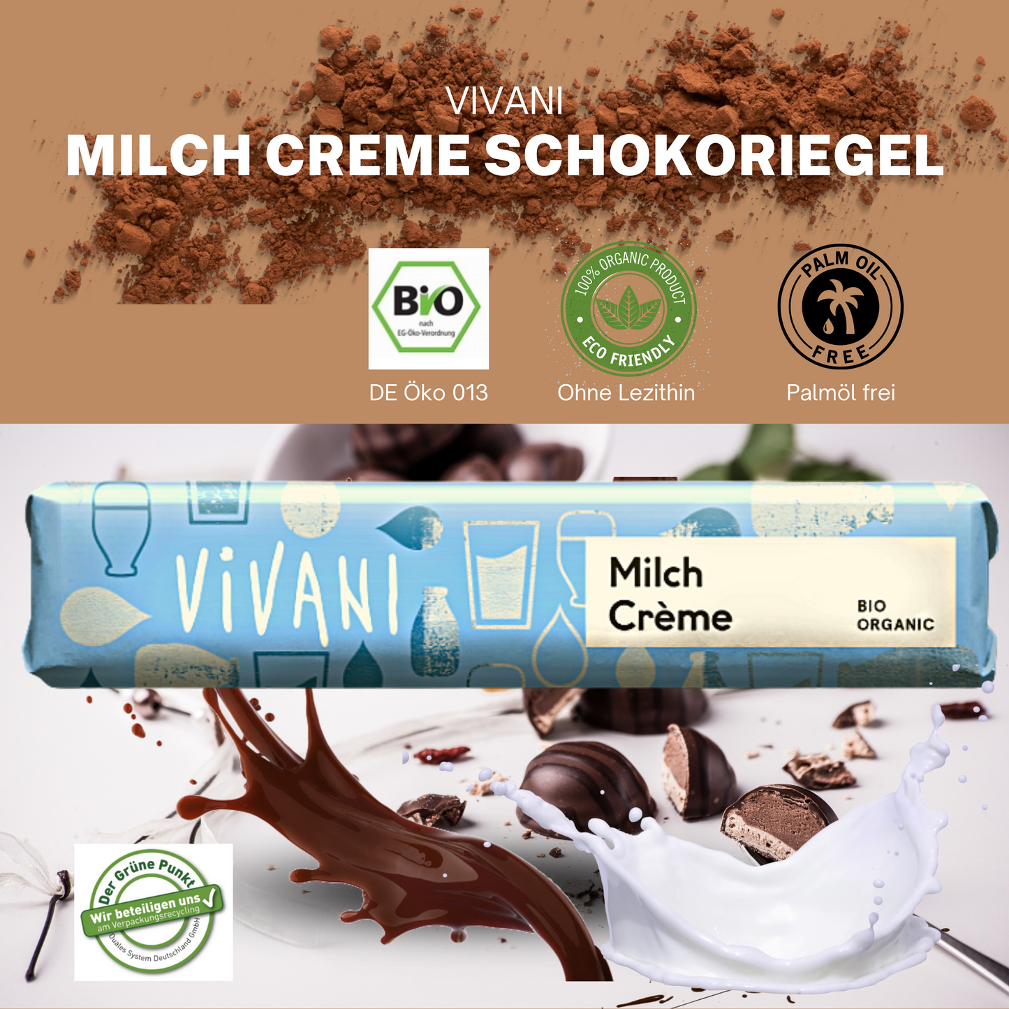 Vivani - Milchcreme Schokoladenriegel 40g