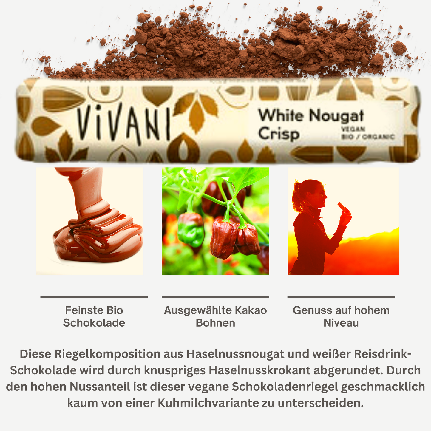Vivani - White Nougat Crisp Schokoriegel 35g