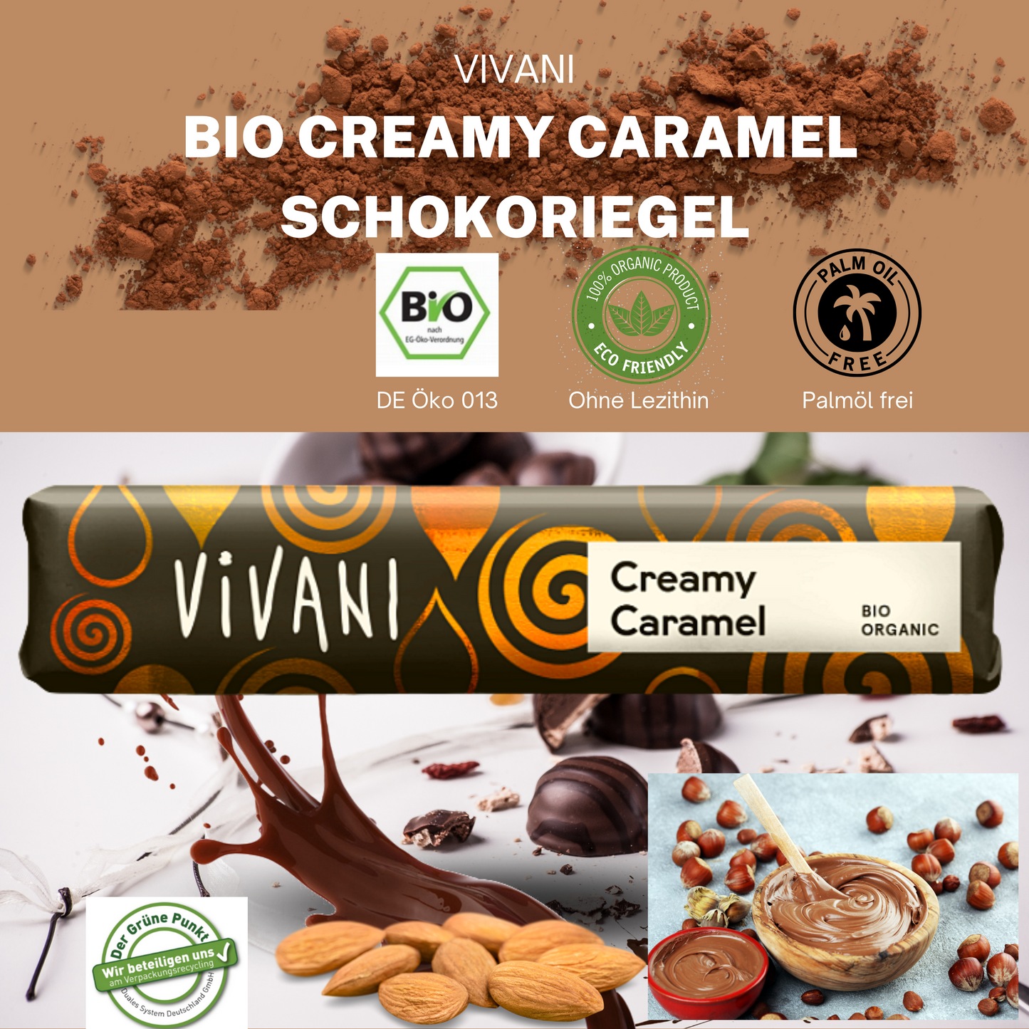 Vivani Schokoriegel - Creamy Caramel 40g