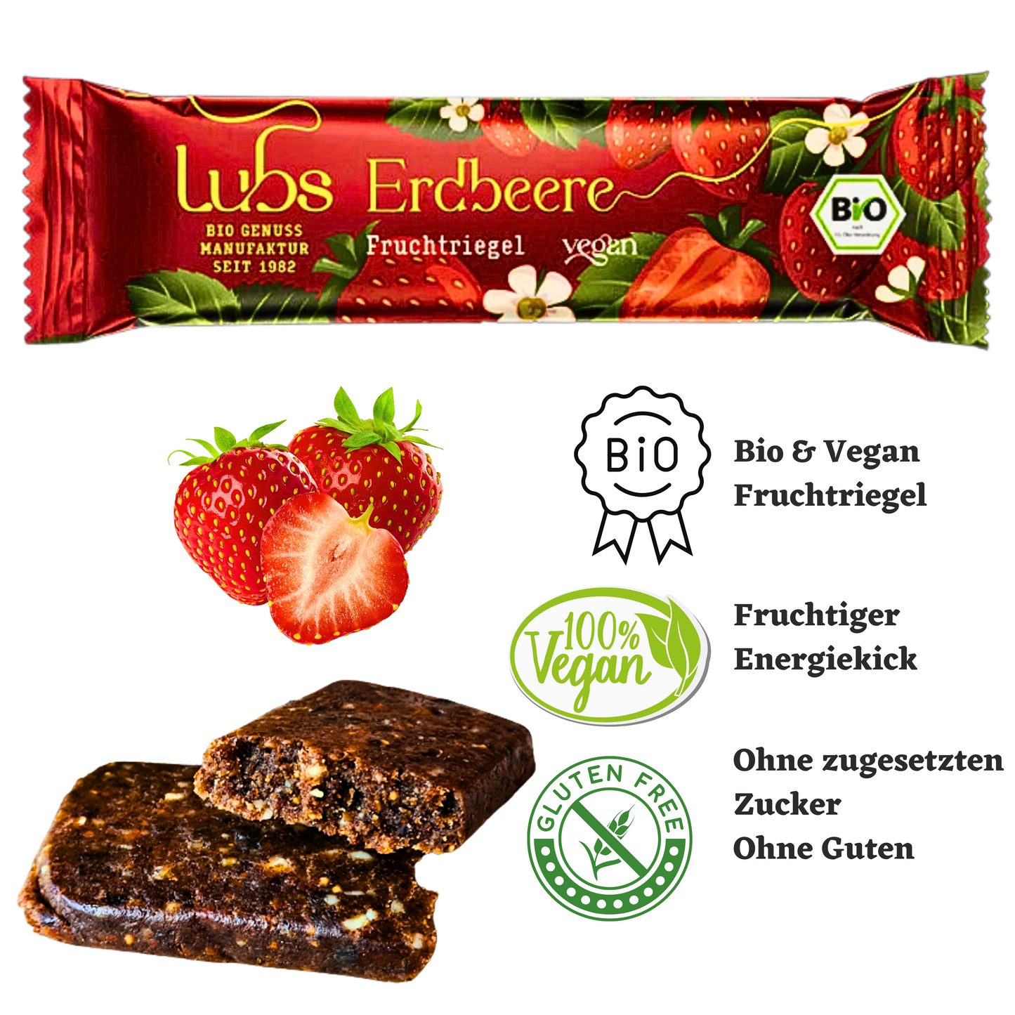 Lubs Bio & Vegan Fruchtriegel Erdbeer