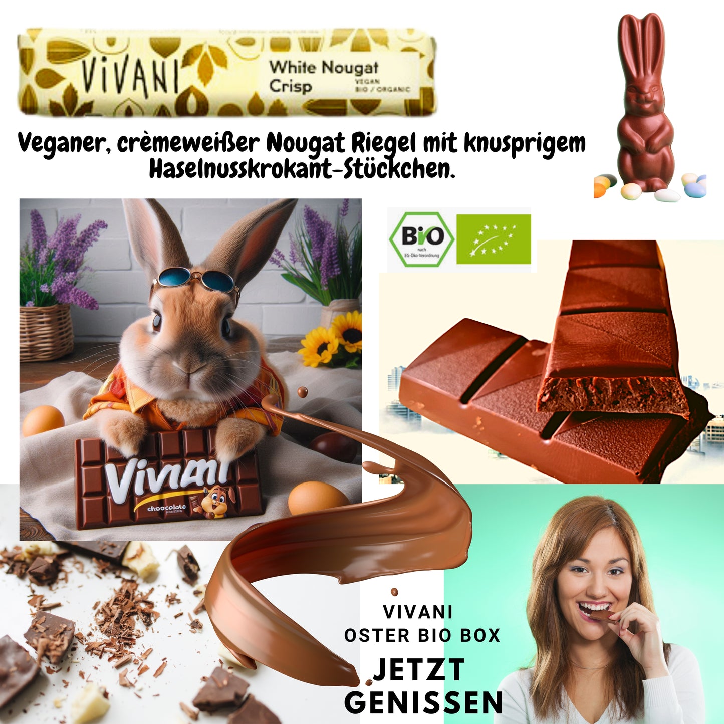 Vivani - Oster Schokoladen Riegel Box - 9 gemischte Bio Riegel