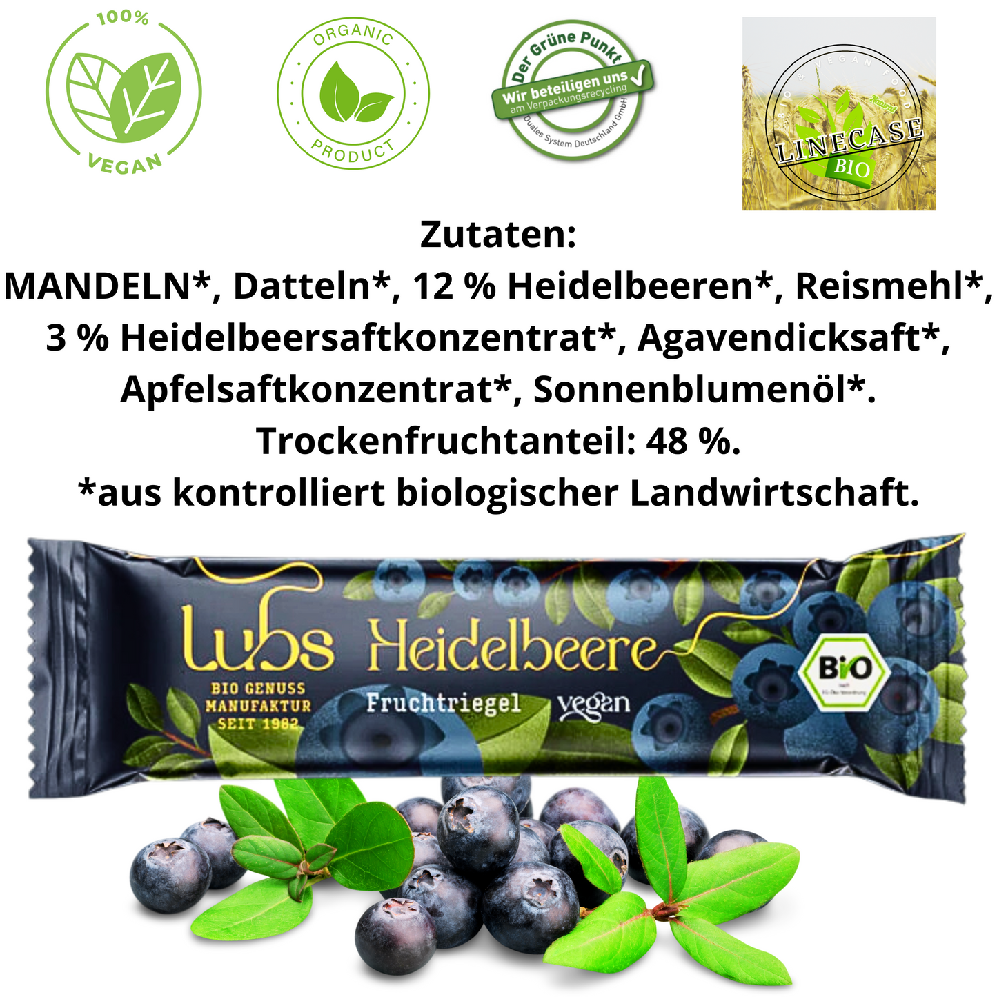 Lubs Bio&Vegan Fruchtriegel Heidelbeer