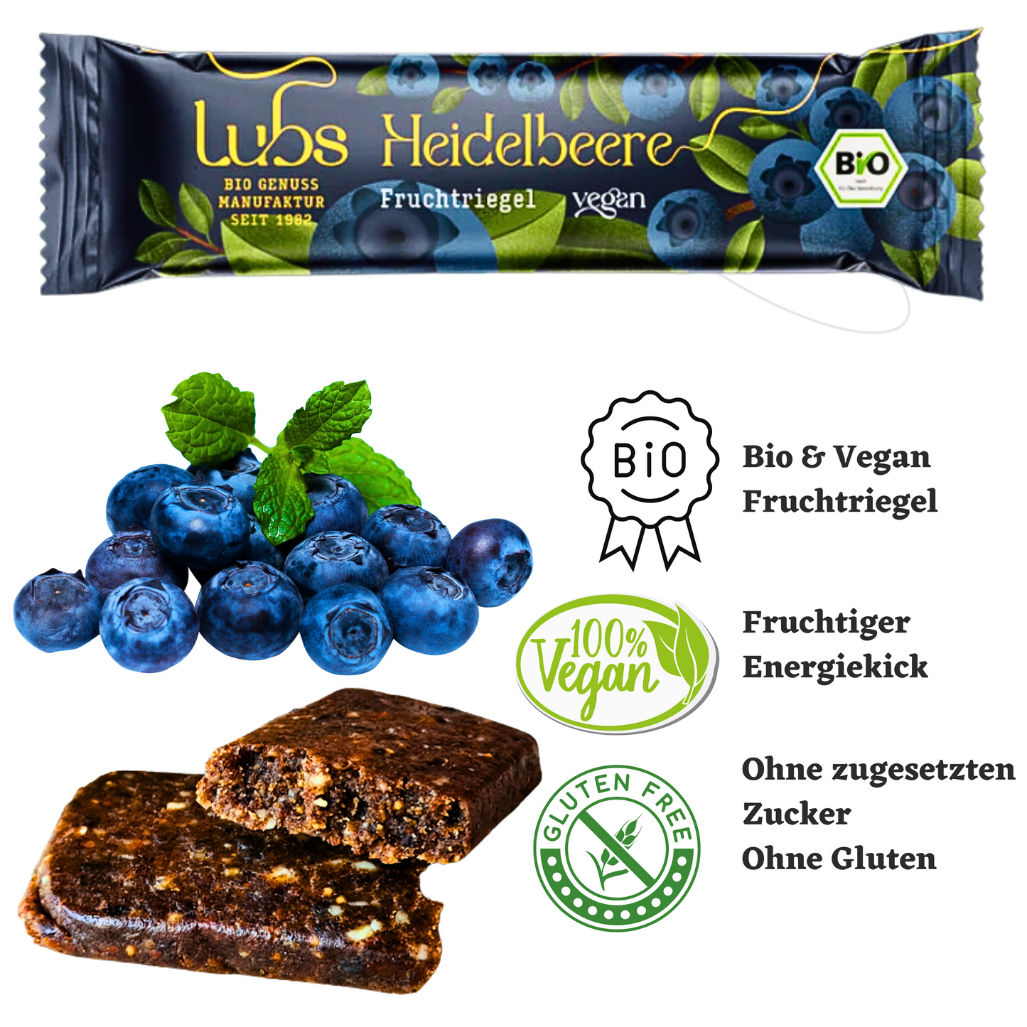 Lubs Bio&Vegan Fruchtriegel Heidelbeer