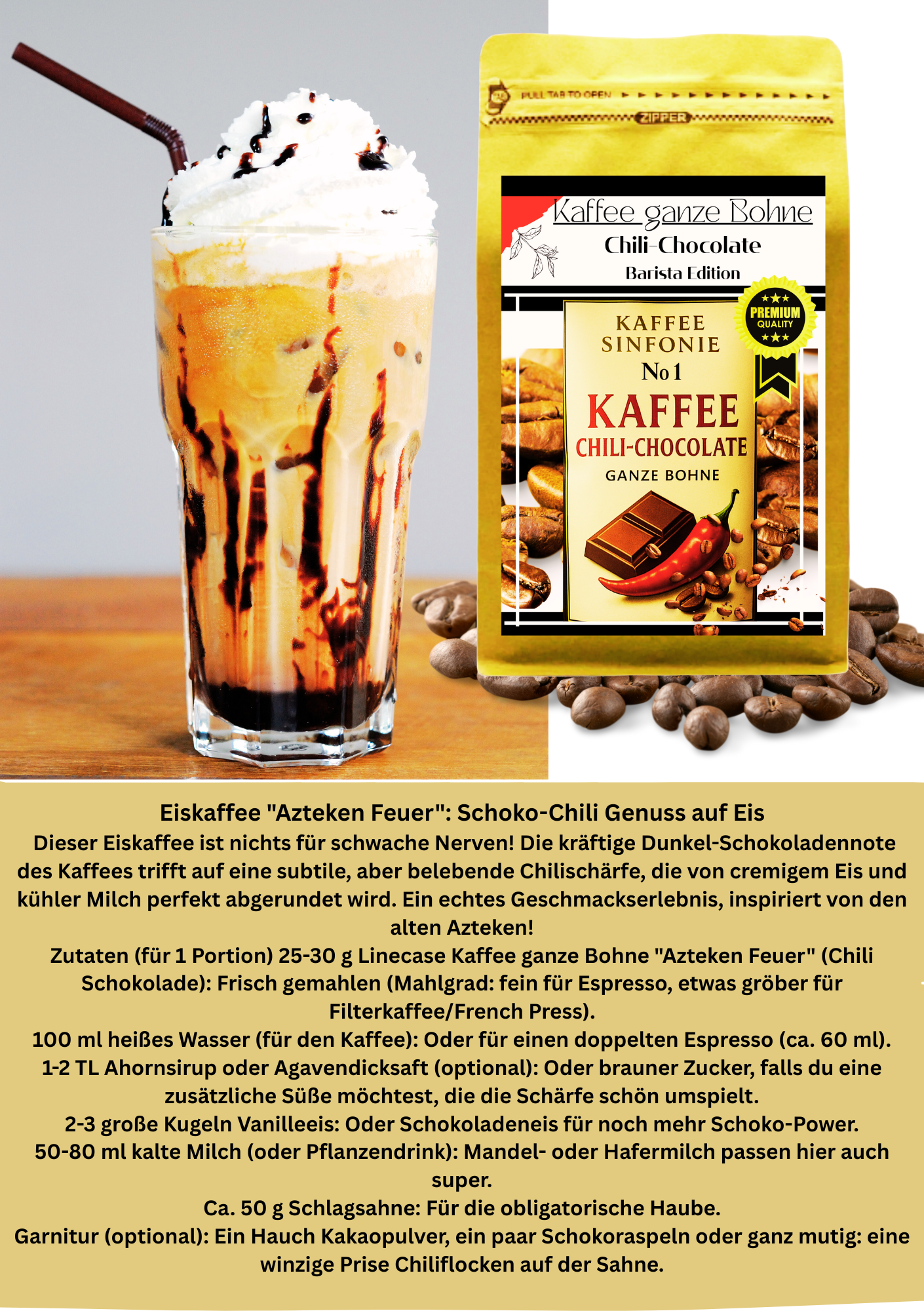 Kaffee ganze Bohne - Chili Schokolade 250g