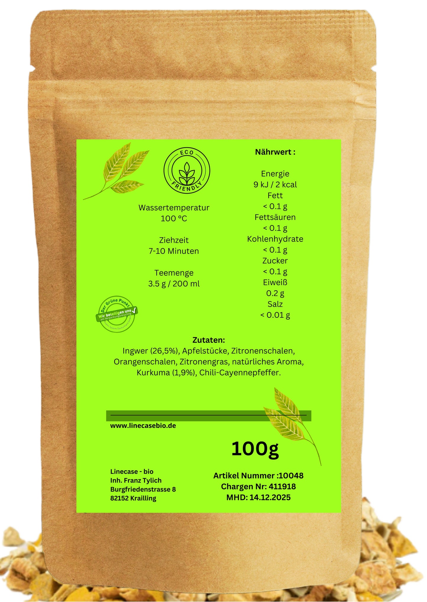 Linecase Kurkuma Ingwer Limette Tee