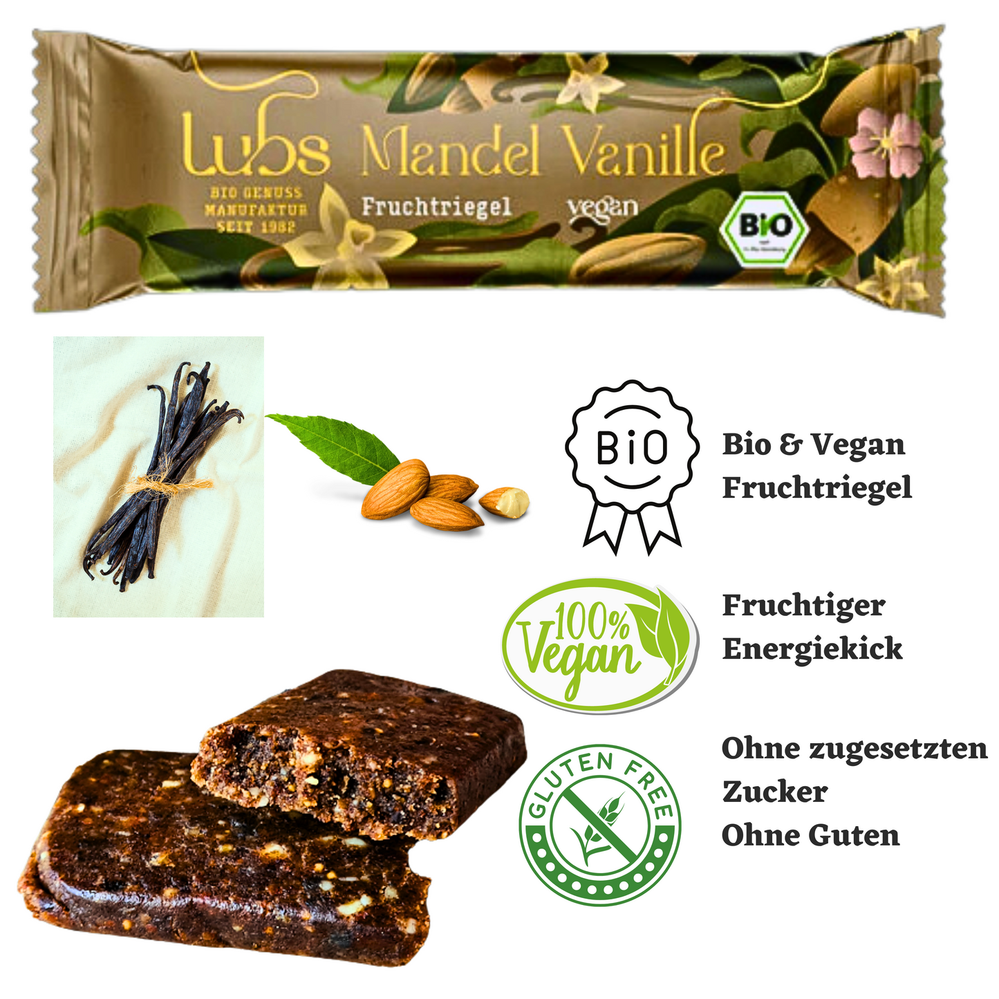 Lubs Bio&Vegan Fruchtriegel Mandel & Vanille