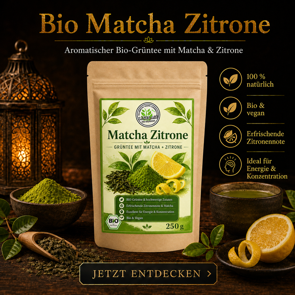 Linecase Bio Grüntee mit Matcha & Zitrone