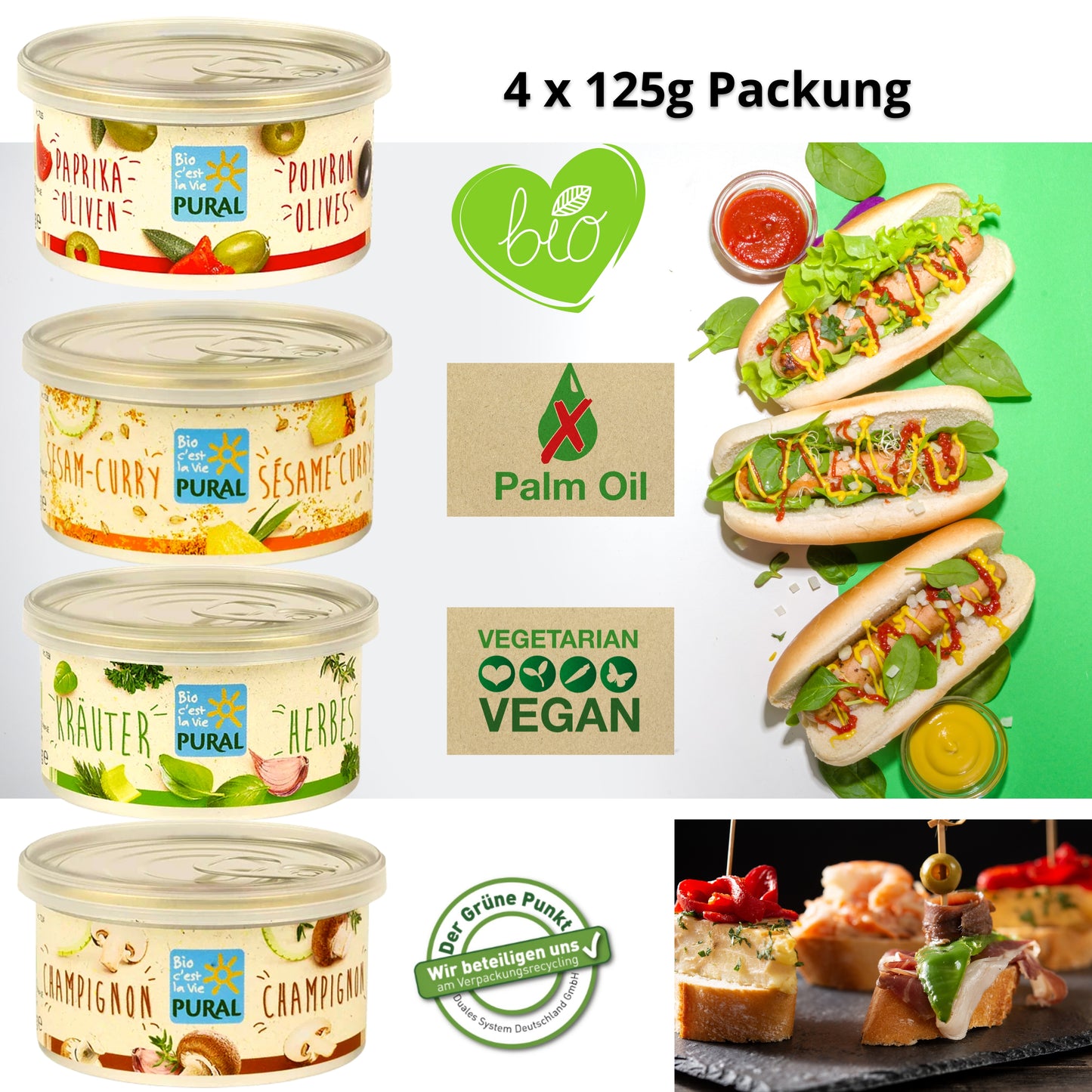 Pural Streich - Mischbox mit vier verschiedenen Sorten 4x125g