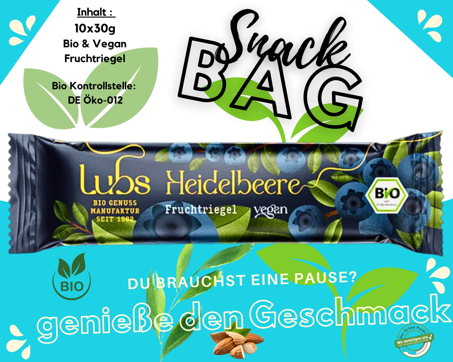 Lubs Bio&Vegan Fruchtriegel Heidelbeer