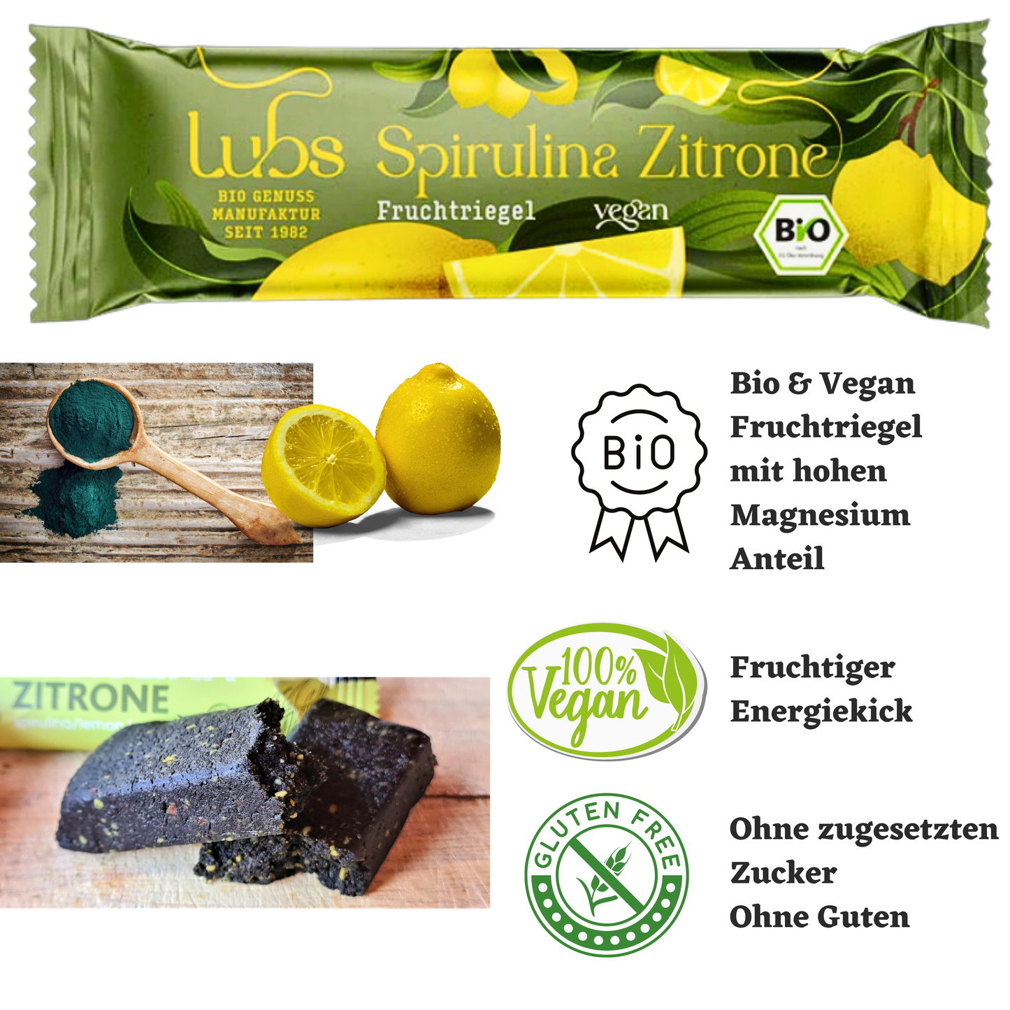 Lubs Fruchtriegel Bio Spirulina+Zitrone