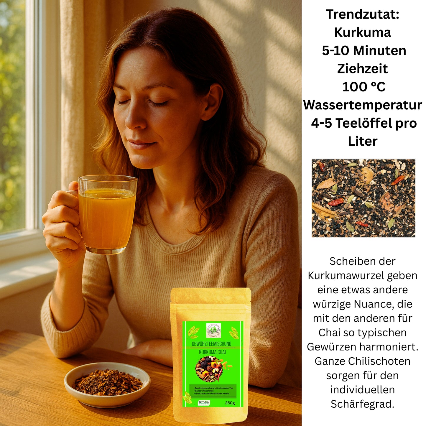 Linecase Gewürzteemischung -  Kurkuma Chai Tee - loser Tee