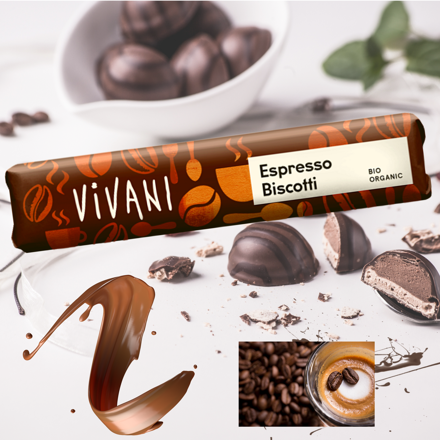 Vivani - Espresso Biscotti Schokoriegel 40g
