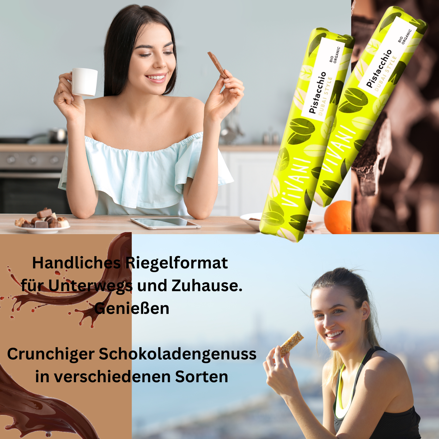 Vivani - Dubai Style Pistacchio Schokoladenriegel 40g