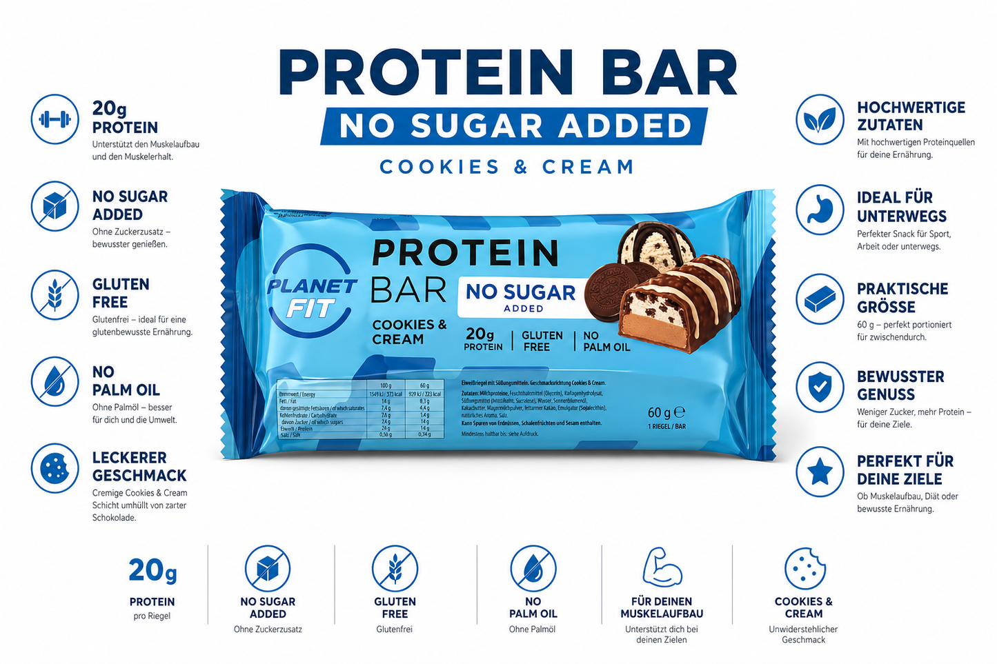 Cookies&Cream Protein Riegel 60g