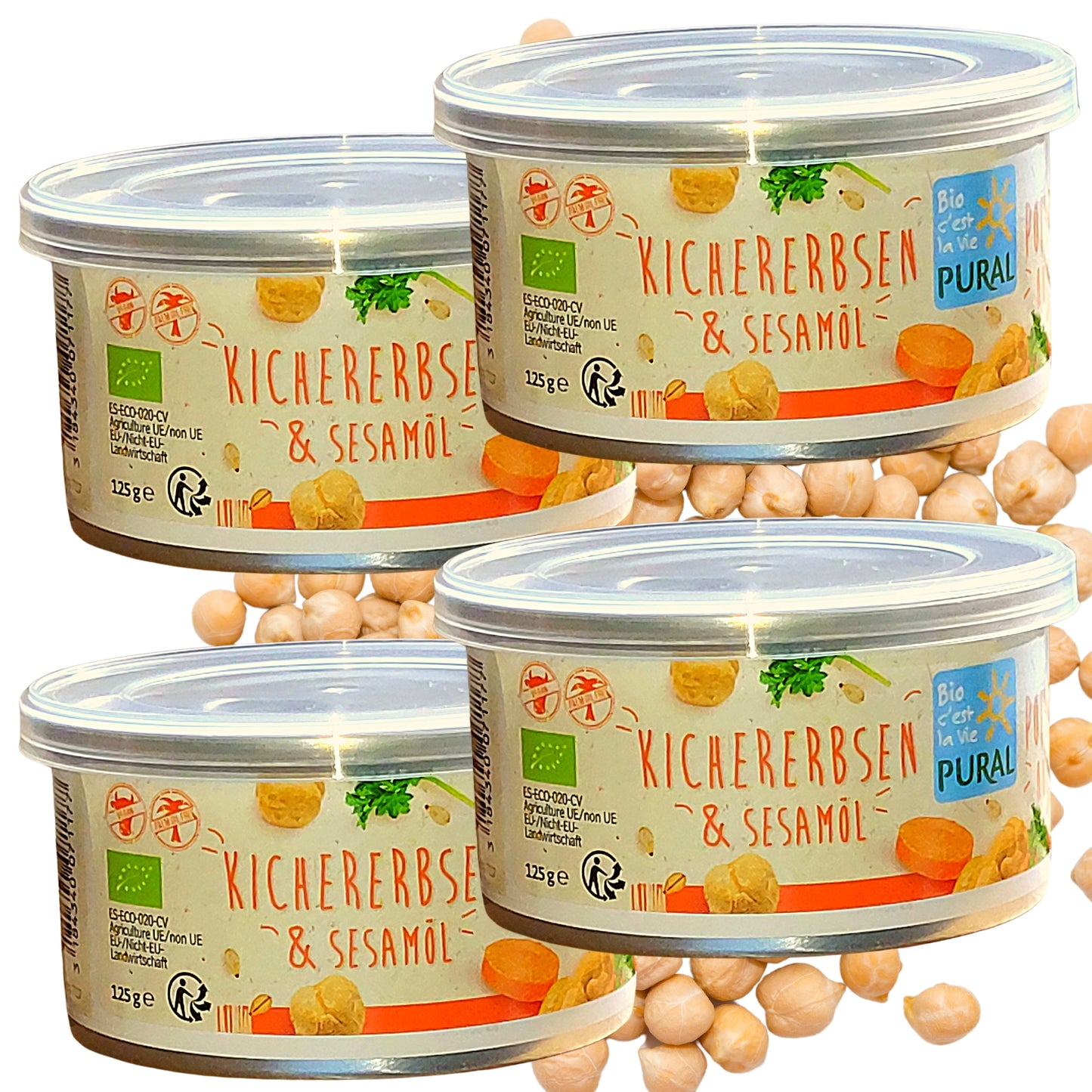 Pural Streich - Kichererbsen & Sesamöl 125g| Bio&Veganer Brotaufstrich