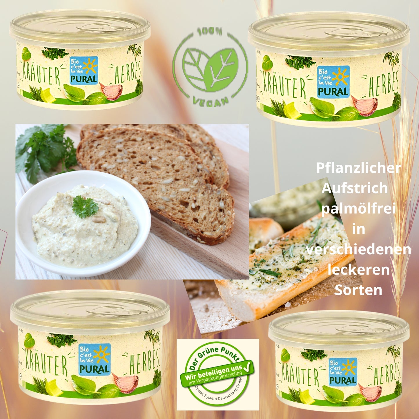 Pural Streich - Bio Kräuter Streich| Pflanzlicher Brotaufstrich