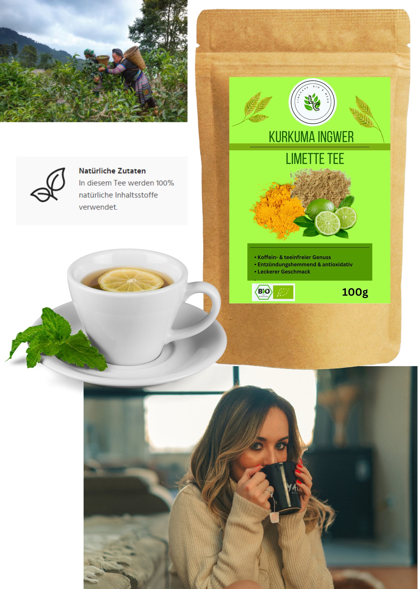 Linecase Kurkuma Ingwer Limette Tee