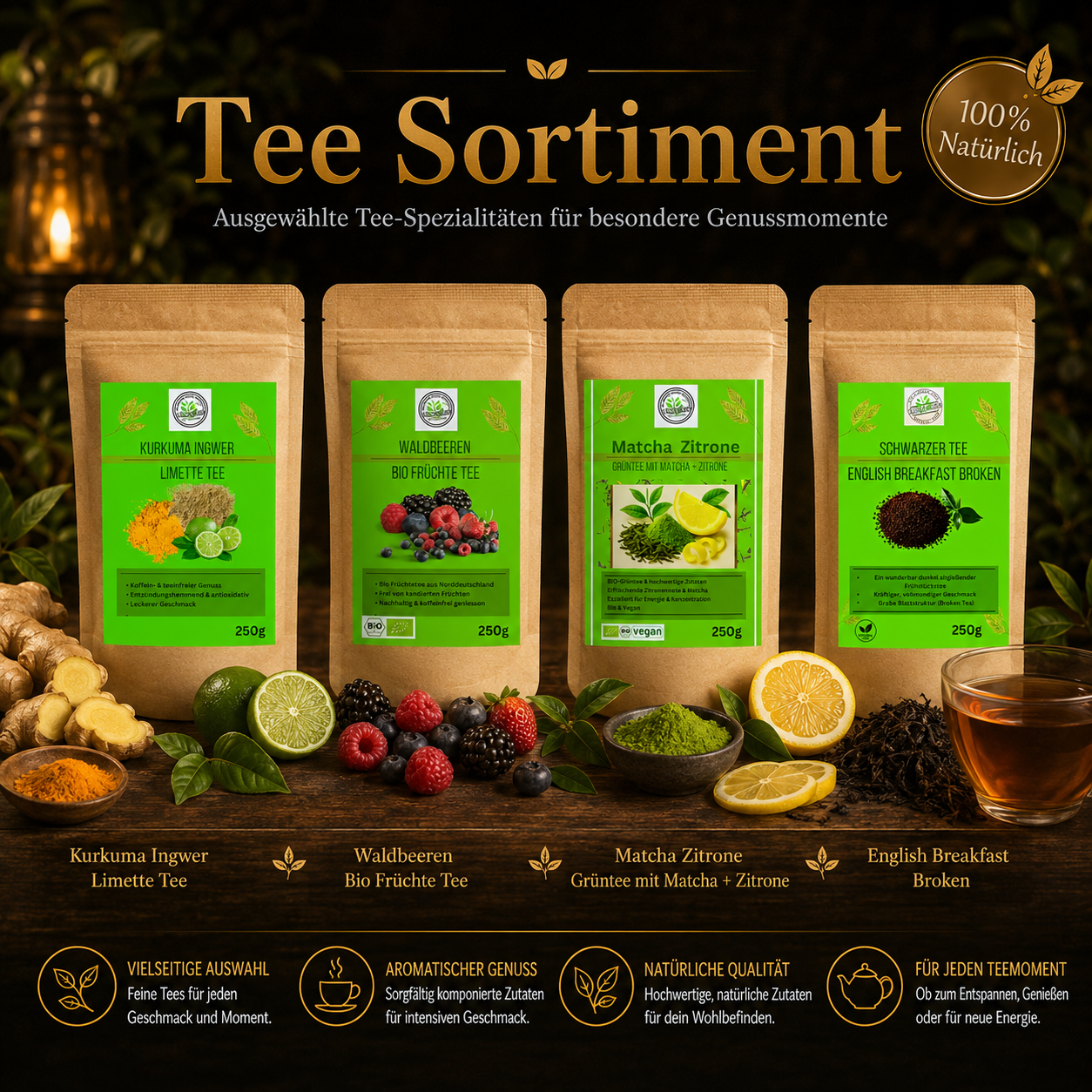 Bio Tee Sortiment – aromatische Tee-Spezialitäten für jeden Genussmoment