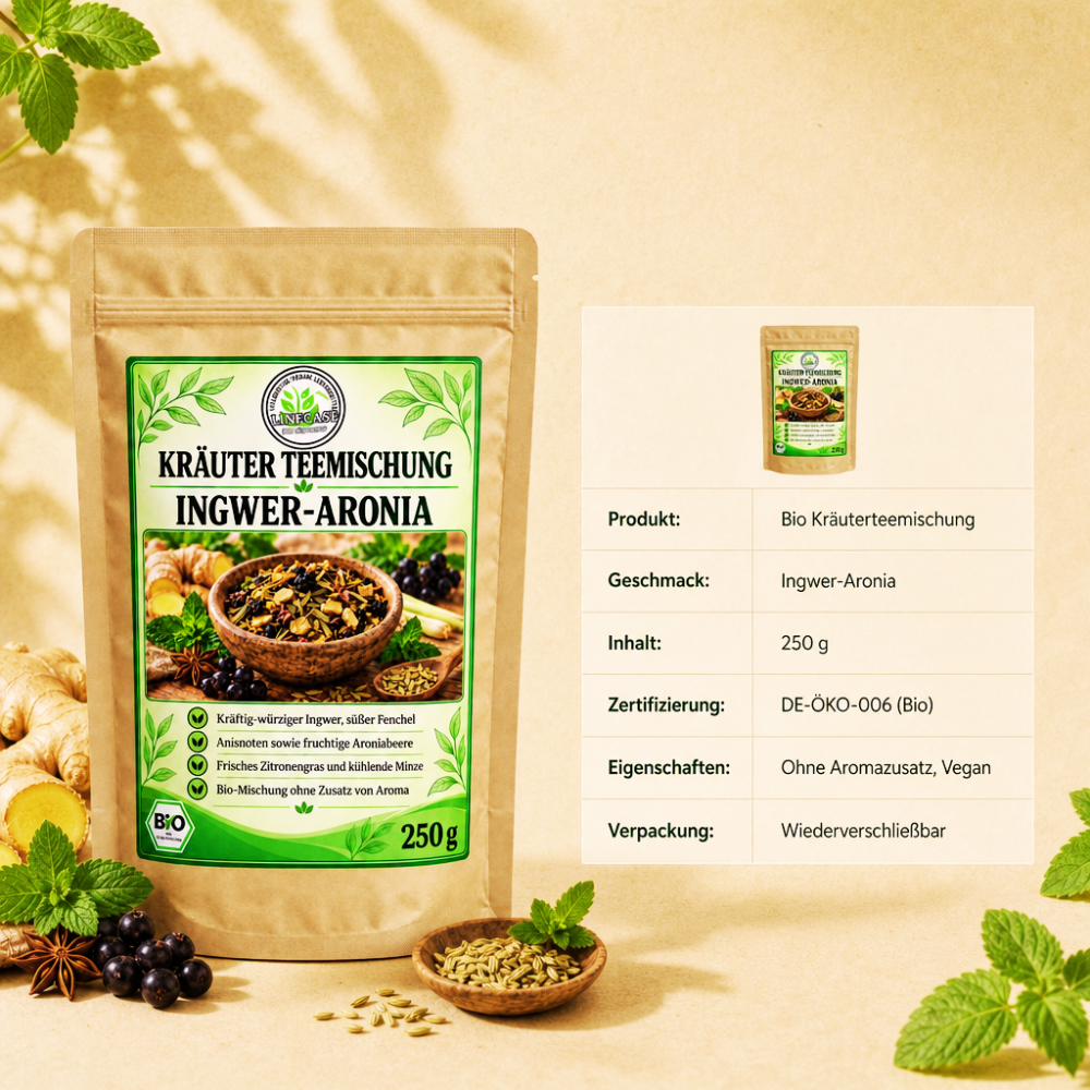 Linecase Gewürzteemischung Bio Ingwer Aronia - loser Tee