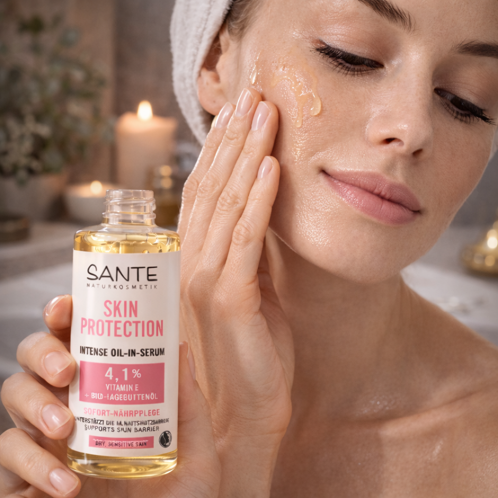 SANTE Naturkosmetik Serum mit Vitamin E, Squalan & Bio-Hagebuttenöl 30ml