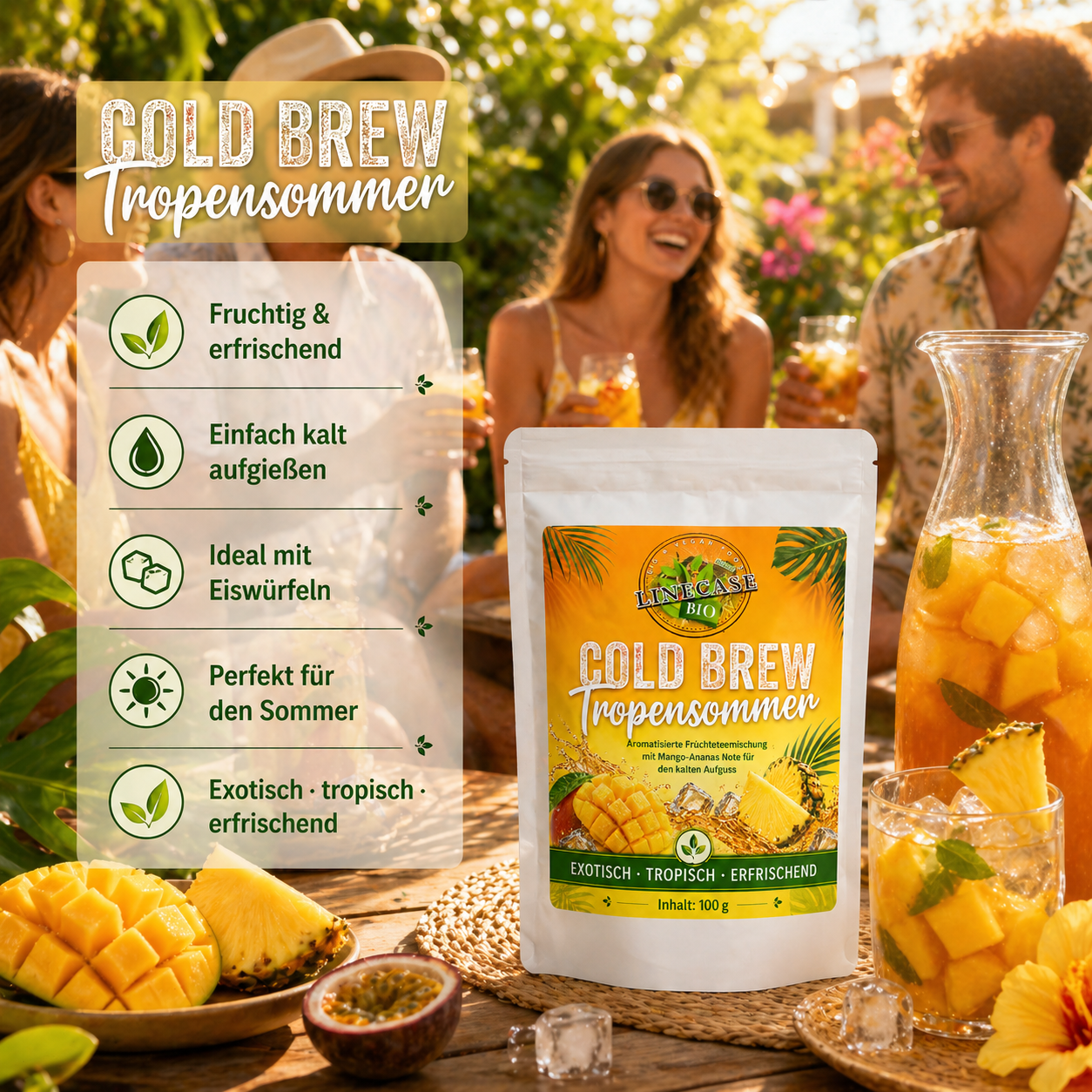 Cold Brew Tee Tropensommer| Mango Ananas Grüntee 100g| loser Grüntee