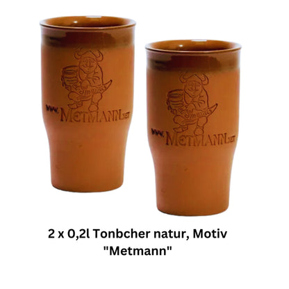 Honig Wein Kirschwein 0,7l - Holzkiste Geschenke Set mit Krüge