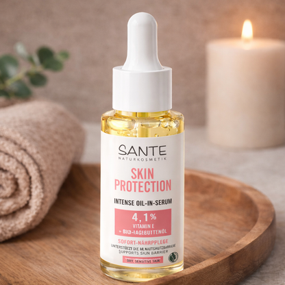 SANTE Naturkosmetik Serum mit Vitamin E, Squalan & Bio-Hagebuttenöl 30ml