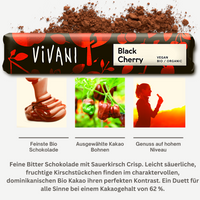 Vivani - Black Cherry Schokoladenriegel 35g