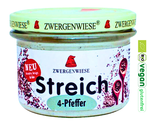 Zwergenwiese 4-Pfeffer Streich 180g| Bio&Veganer Streich| Zwergenwiese Aufstrich| Veganer Streich