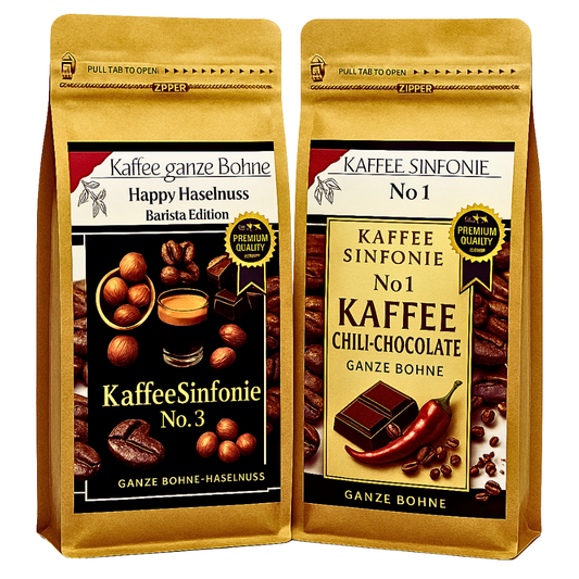 Kaffee Bohnen Set Kaffee ganze Bohne| 2x250g Haselnuss+Chili Schokoladen Kaffee| Arabica Kaffee