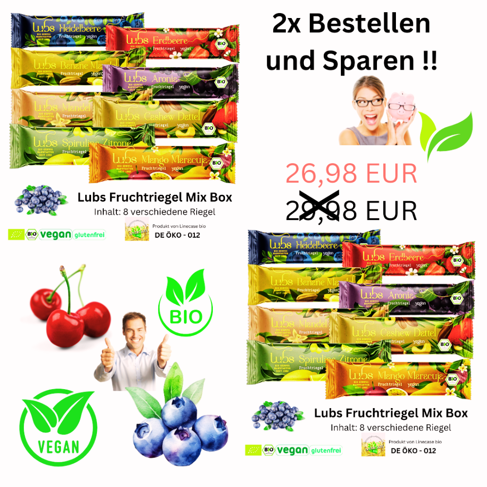Lubs Fruchtriegel 2x gemischte Box| Probier Mix