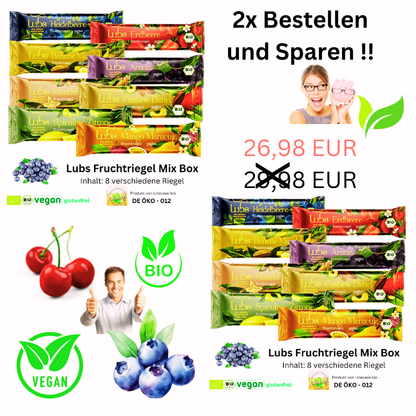 Lubs Fruchtriegel 2x gemischte Box| Probier Mix