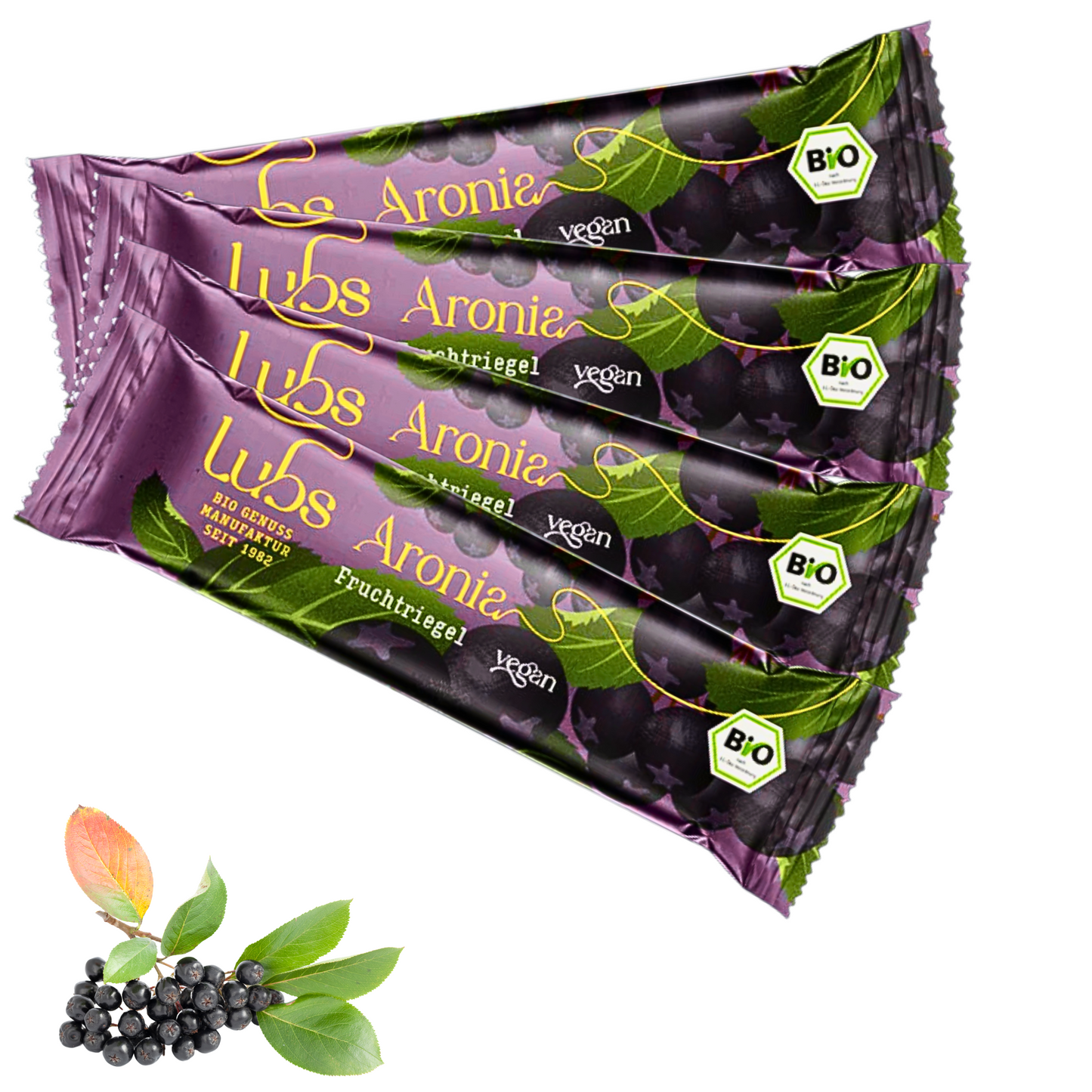 Lubs Bio & Vegan Fruchtriegel - Aronia Kirsch| Bio Riegel| Trockenfrucht Riegel| Gesunder Riegel| Lubs Riegel