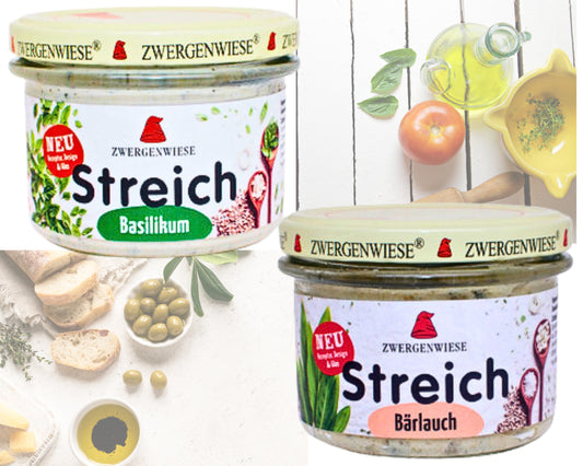 Zwergenwiese Brotaufstrich Basilikum+Bärlauch 2x180g| Veganer Streich|Zwergenwiese Brotaufstrich| Bio&Veganer Streich| Zwergenwiese