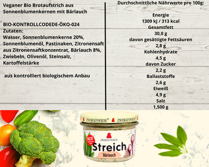 Zwergenwiese Brotaufstrich Basilikum+Bärlauch 2x180g| Veganer Streich|Zwergenwiese Brotaufstrich| Bio&Veganer Streich| Zwergenwiese