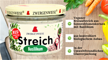 Zwergenwiese Brotaufstrich Basilikum+Bärlauch 2x180g| Veganer Streich|Zwergenwiese Brotaufstrich| Bio&Veganer Streich| Zwergenwiese