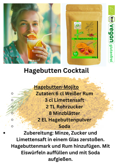Bio Hagenbutten Pulver| Hagebutten gemahlen| Superfood| Naturprodukt mit Vitamin C