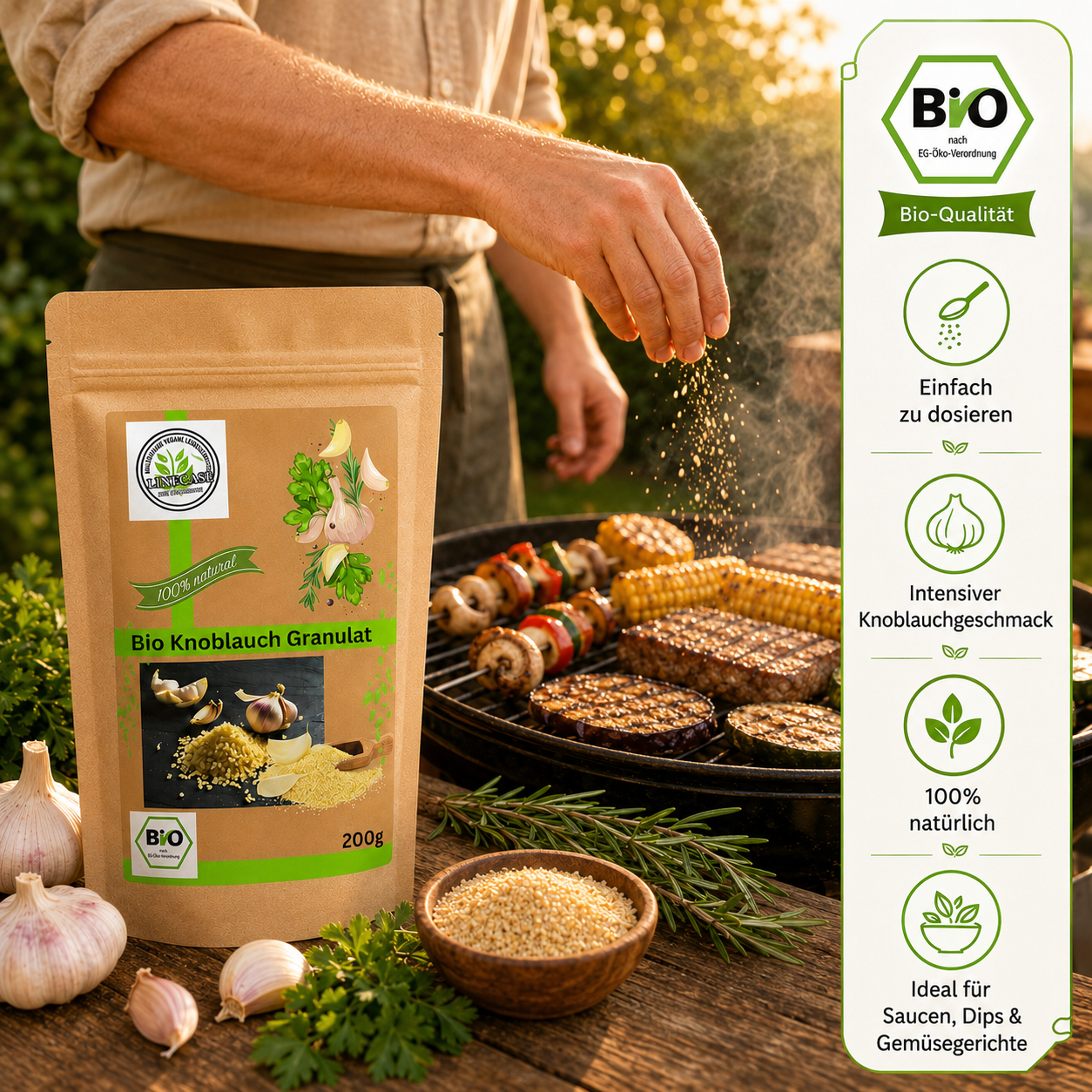 Linecase Bio Knoblauch Granulat 200 g – aromatisch, natürlich & vielseitig