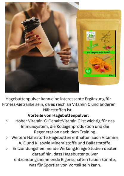 Bio Hagenbutten Pulver| Hagebutten gemahlen| Superfood| Naturprodukt mit Vitamin C