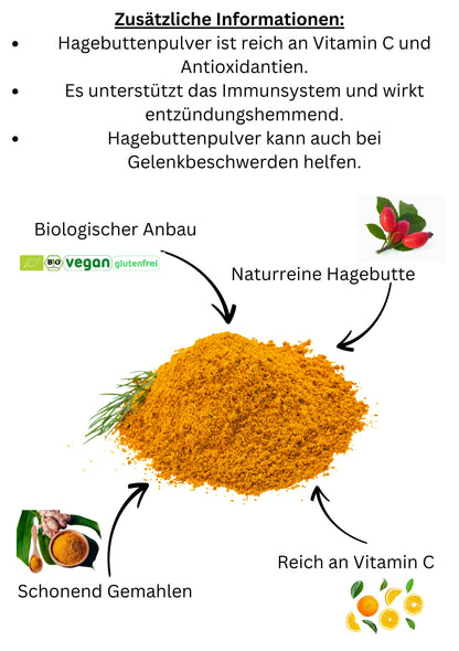 Bio Hagenbutten Pulver| Hagebutten gemahlen| Superfood| Naturprodukt mit Vitamin C
