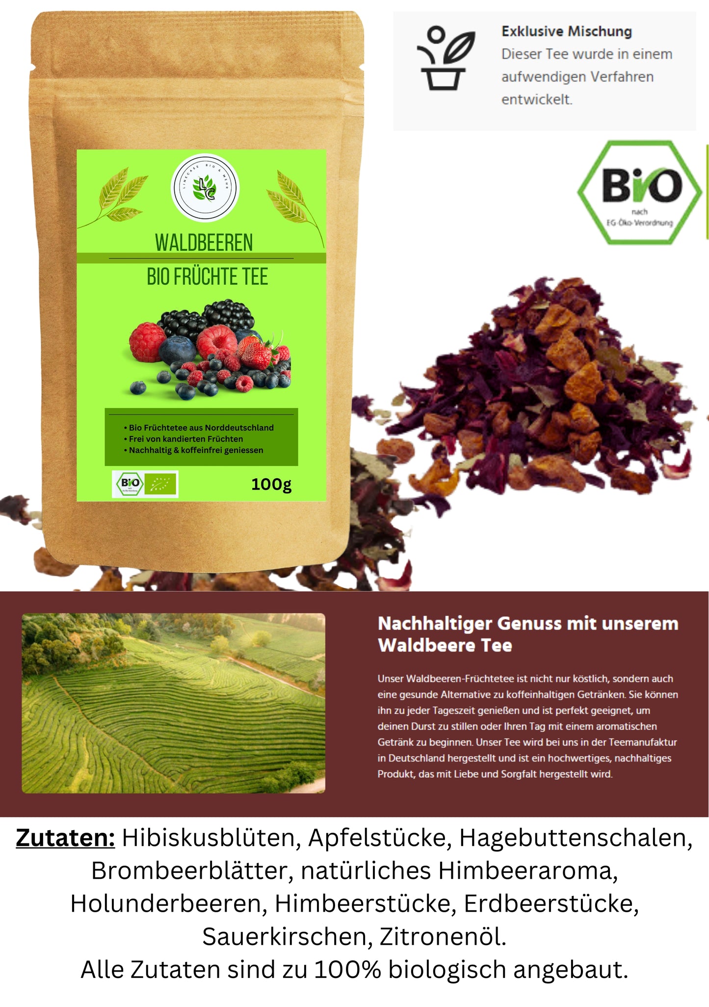 Linecase Tee Set 3x100g| Grüner Tee| Entspannungstee| Früchtetee| Aromatisierter Tee| Ingwer Tee| Bratapfel Tee